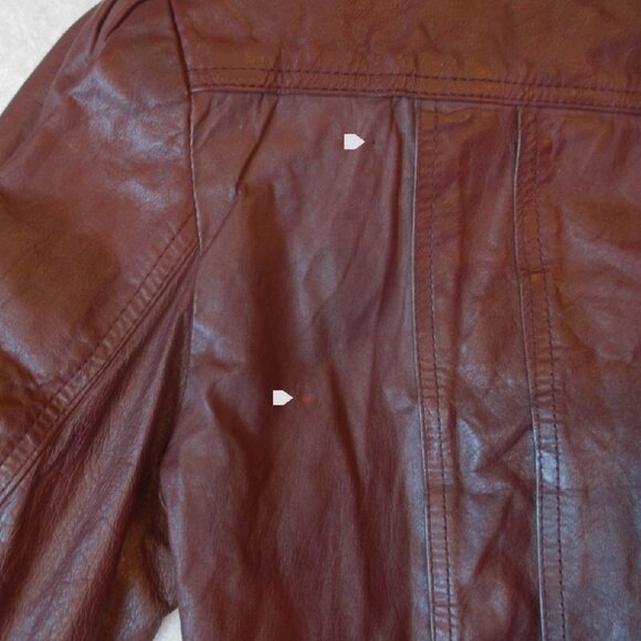 Vintage 70's Red Fur Collar Leather Jacket M - Picture 10 of 16